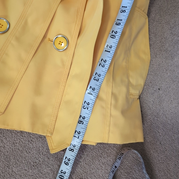London Fog Retro Sunflower Yellow Double Breasted Belted Collared Trench Coat L - Picture 6 of 8